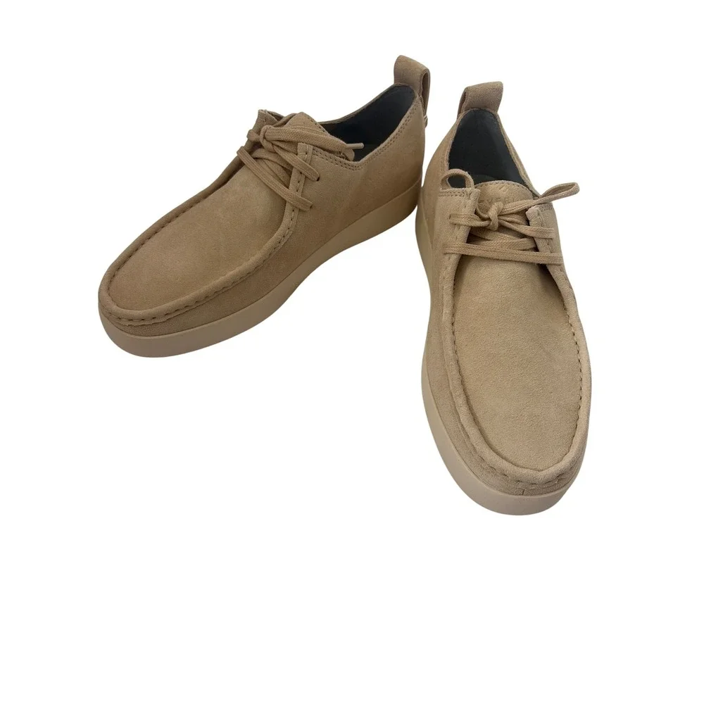 Everlane Mens Suede Moc Toe Lace Up Loafers Tan Beige WLB-GRY 1121 Size 7